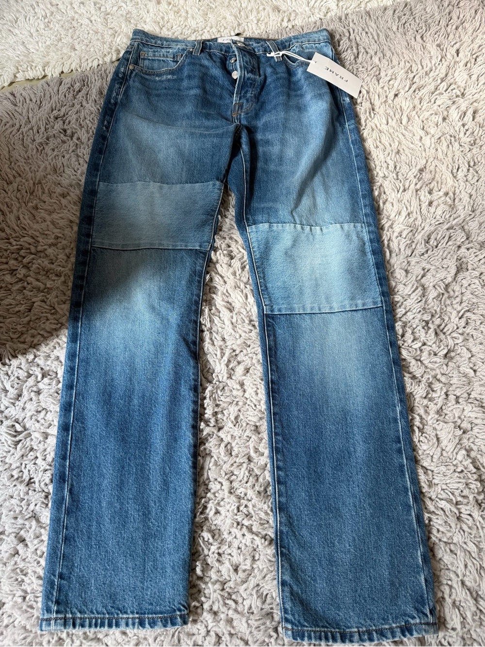 Frame Denim Women's Straight-Leg Patch Detail Jeans in Blue